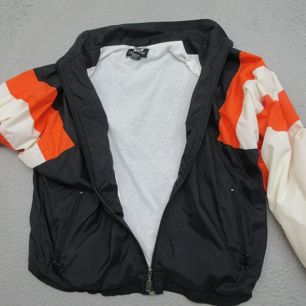 Vintage 90s Holloway Mens M WWS Tigers Windbreaker Jacket Black Orange Stripe